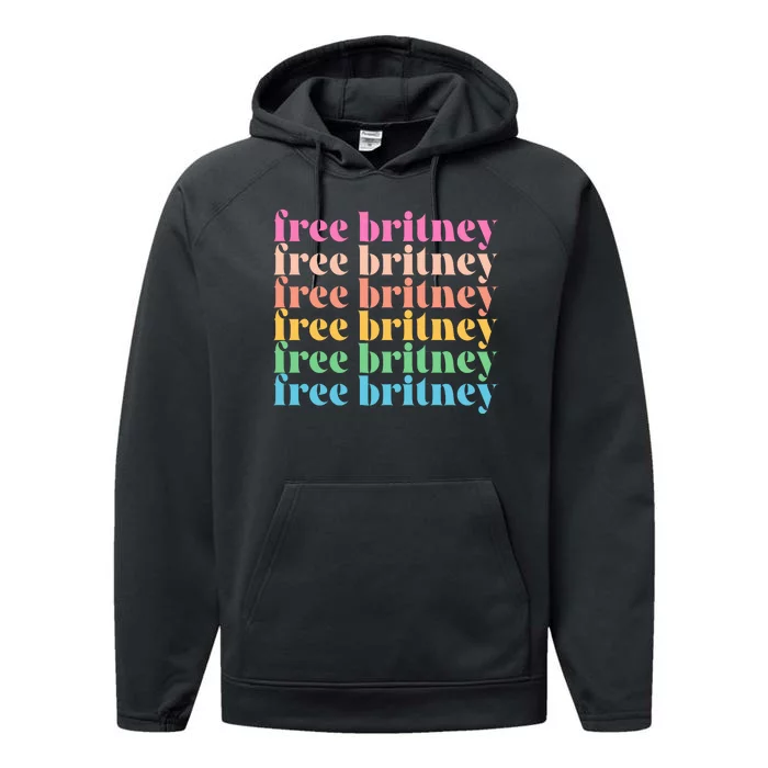 Colorful Retro Free Britney Logo Performance Fleece Hoodie