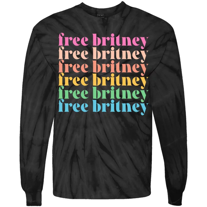 Colorful Retro Free Britney Logo Tie-Dye Long Sleeve Shirt