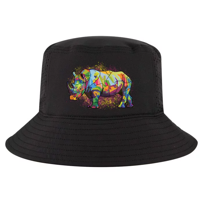 Colorful Rhino Art Splatter Cool Comfort Performance Bucket Hat