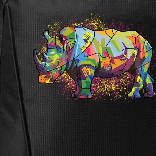 Colorful Rhino Art Splatter City Backpack