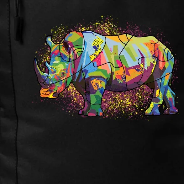 Colorful Rhino Art Splatter Daily Commute Backpack