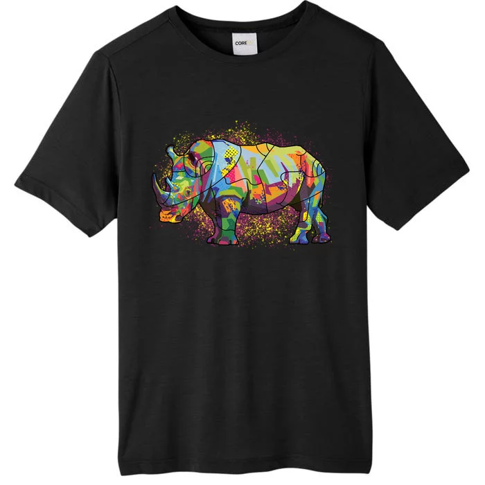 Colorful Rhino Art Splatter ChromaSoft Performance T-Shirt