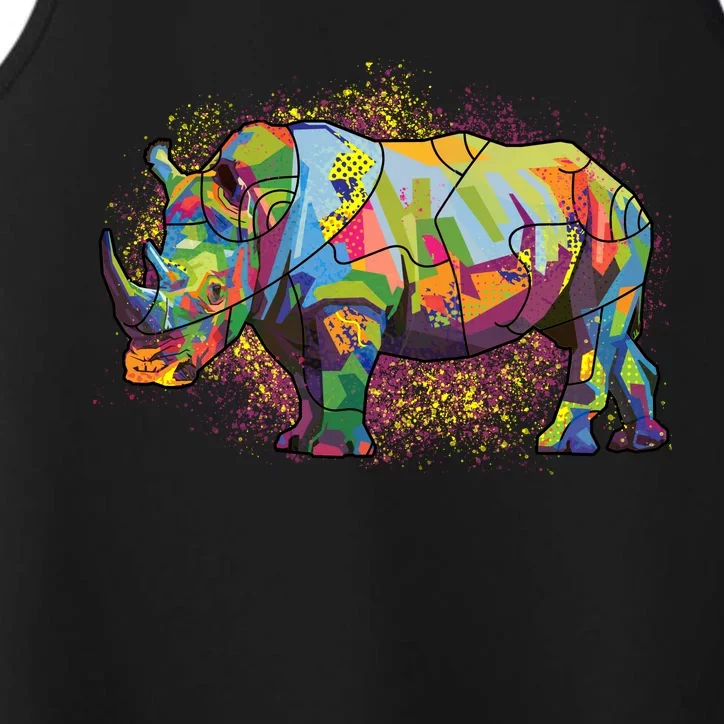 Colorful Rhino Art Splatter Performance Tank