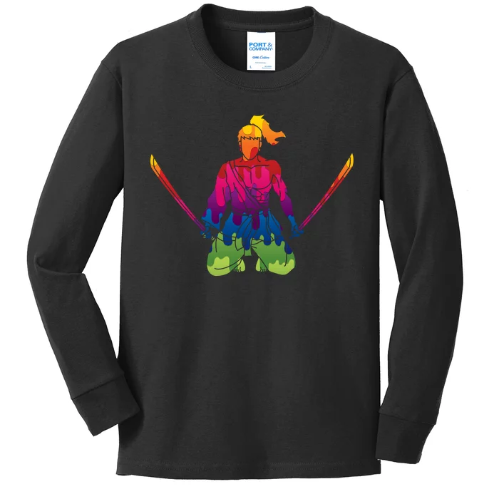 Colorful Samurai Katanas Swords Warrior Kids Long Sleeve Shirt