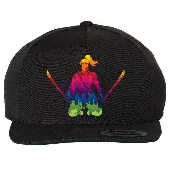 Colorful Samurai Katanas Swords Warrior Wool Snapback Cap