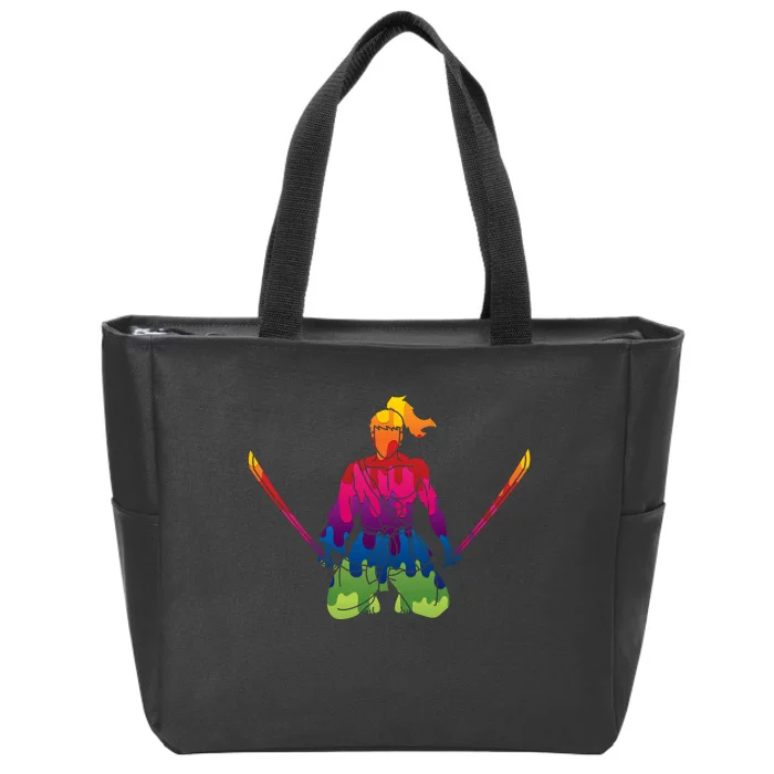 Colorful Samurai Katanas Swords Warrior Zip Tote Bag