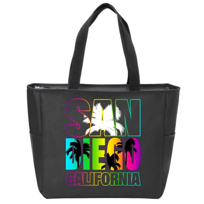 Colorful San Diego California Zip Tote Bag