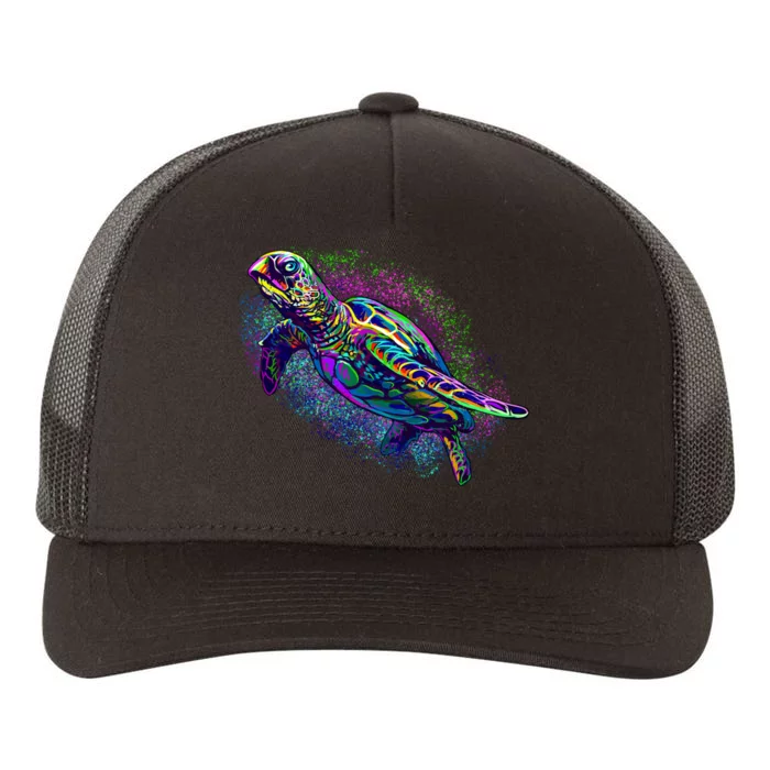 Colorful Sea Turtle Art Pattern Yupoong Adult 5-Panel Trucker Hat