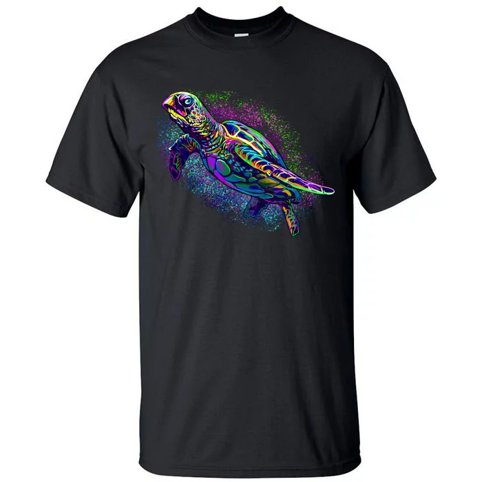 Colorful Sea Turtle Art Pattern Tall T-Shirt