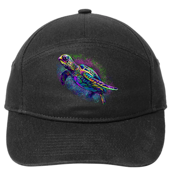 Colorful Sea Turtle Art Pattern 7-Panel Snapback Hat