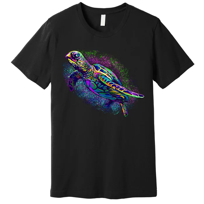 Colorful Sea Turtle Art Pattern Premium T-Shirt