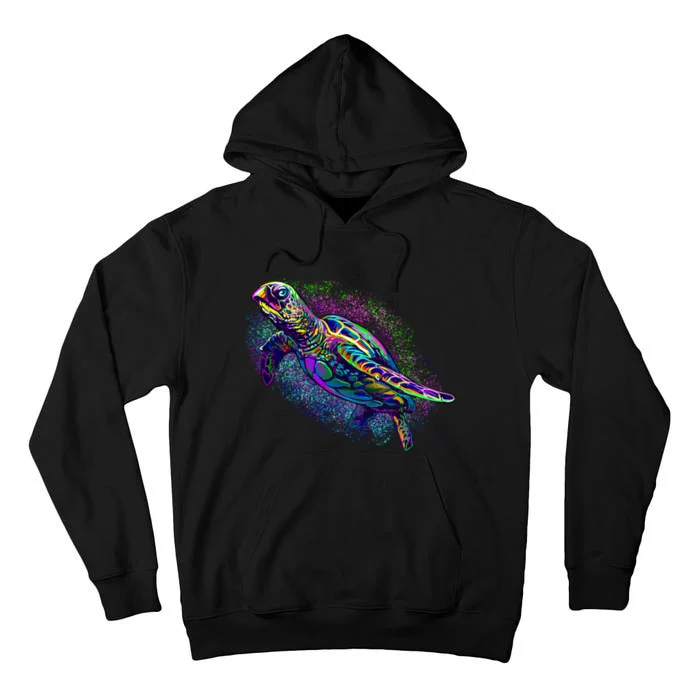 Colorful Sea Turtle Art Pattern Tall Hoodie