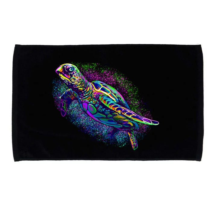 Colorful Sea Turtle Art Pattern Microfiber Hand Towel