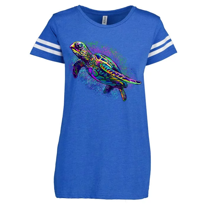 Colorful Sea Turtle Art Pattern Enza Ladies Jersey Football T-Shirt