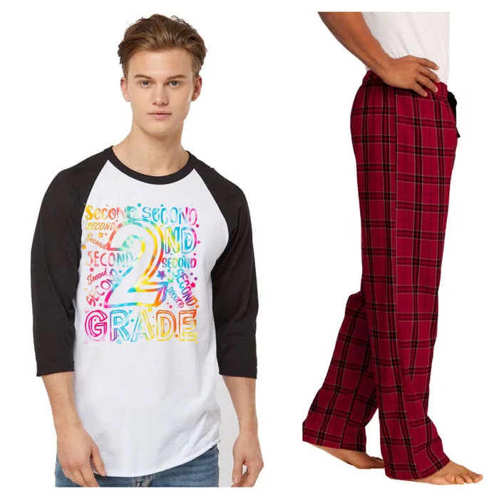 Colorful Second 2nd Grade Word Art Raglan Sleeve Pajama Set