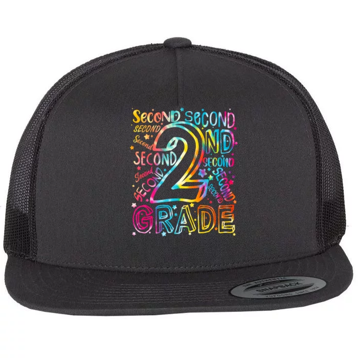 Colorful Second 2nd Grade Word Art Flat Bill Trucker Hat