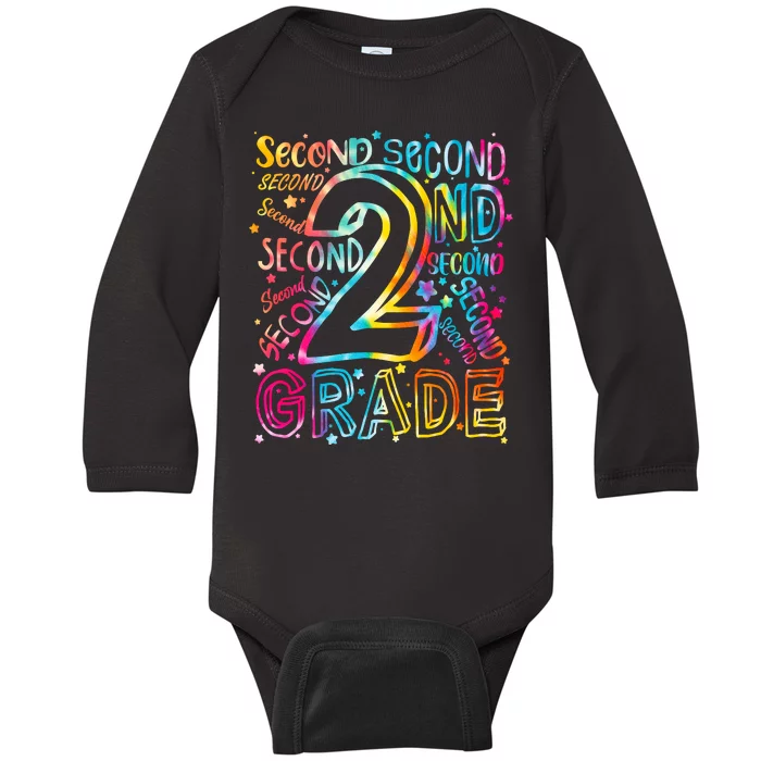 Colorful Second 2nd Grade Word Art Baby Long Sleeve Bodysuit