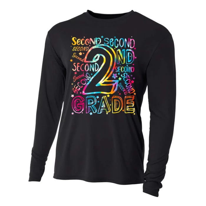 Colorful Second 2nd Grade Word Art Cooling Performance Long Sleeve Crew