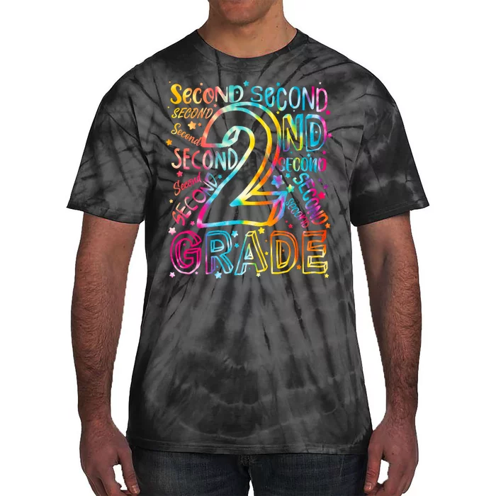 Colorful Second 2nd Grade Word Art Tie-Dye T-Shirt