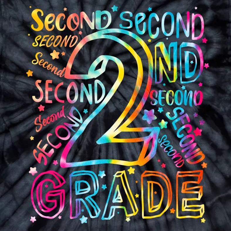 Colorful Second 2nd Grade Word Art Tie-Dye T-Shirt