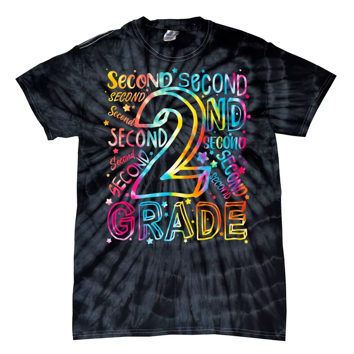 Colorful Second 2nd Grade Word Art Tie-Dye T-Shirt