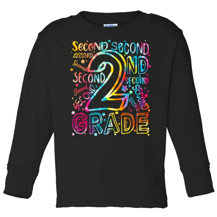 Colorful Second 2nd Grade Word Art Toddler Long Sleeve Shirt