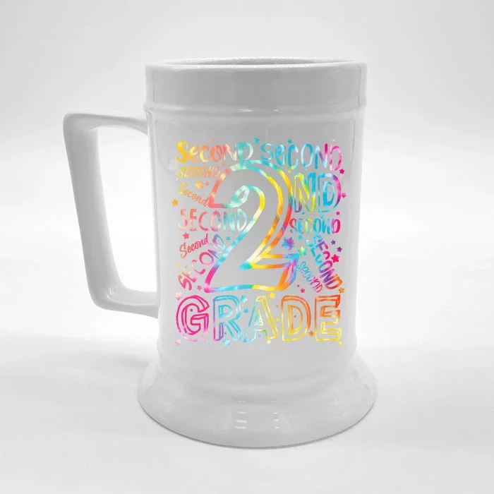 Colorful Second 2nd Grade Word Art Front & Back Beer Stein