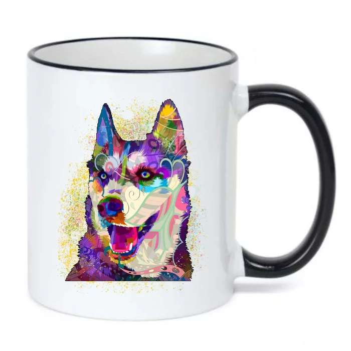 Colorful Siberian Husky Black Color Changing Mug