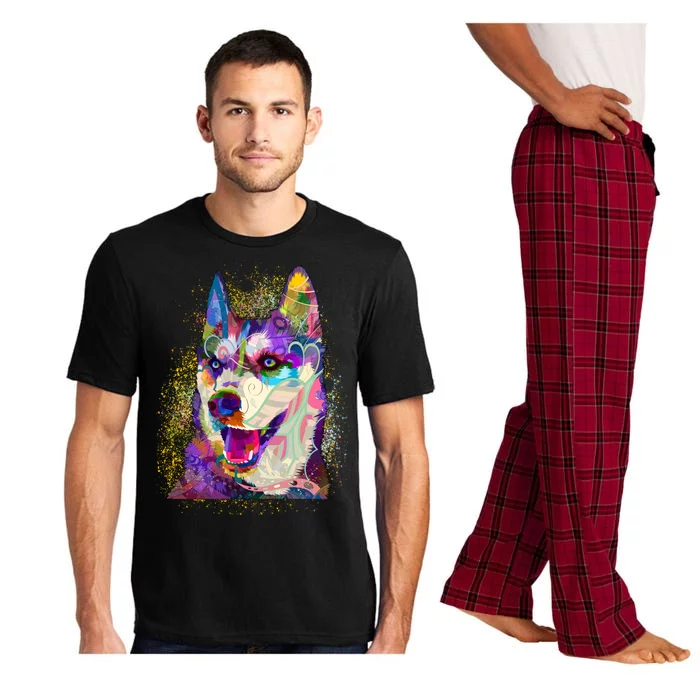 Colorful Siberian Husky Pajama Set