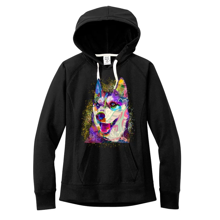 Colorful Siberian Husky Women's Fleece Hoodie