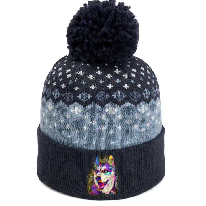 Colorful Siberian Husky The Baniff Cuffed Pom Beanie