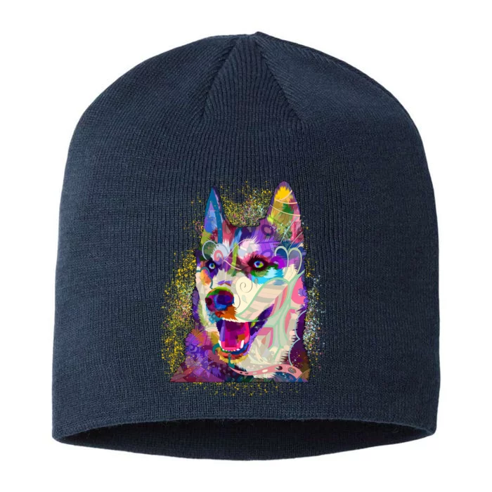 Colorful Siberian Husky 8 1/2in Sustainable Knit Beanie