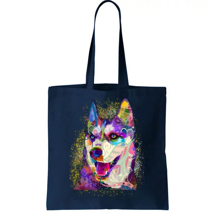 Colorful Siberian Husky Tote Bag