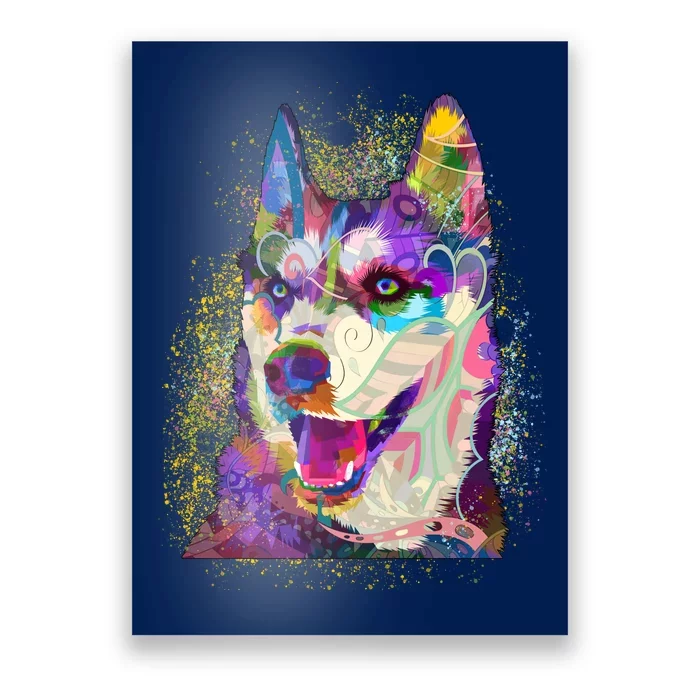 Colorful Siberian Husky Poster