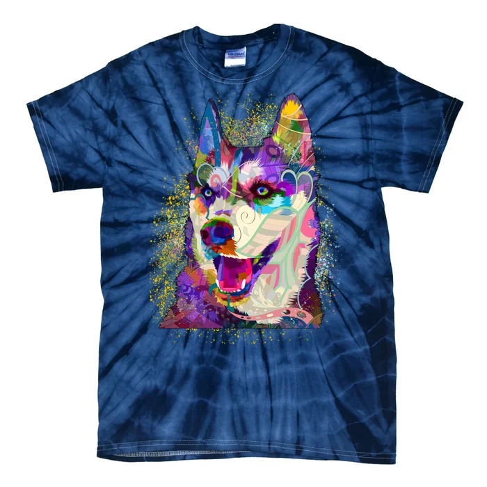 Colorful Siberian Husky Tie-Dye T-Shirt