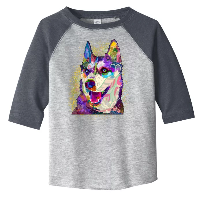 Colorful Siberian Husky Toddler Fine Jersey T-Shirt