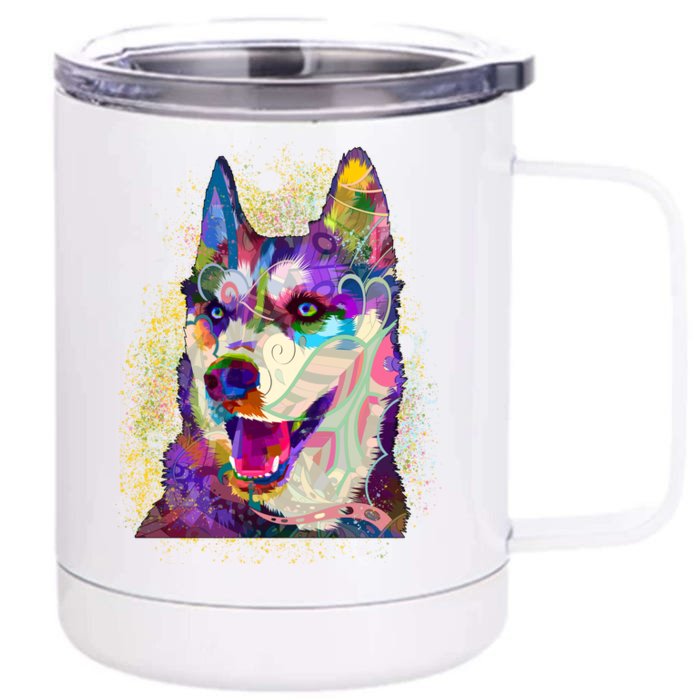 Colorful Siberian Husky Front & Back 12oz Stainless Steel Tumbler Cup