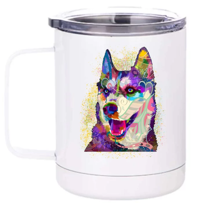 Colorful Siberian Husky Front & Back 12oz Stainless Steel Tumbler Cup