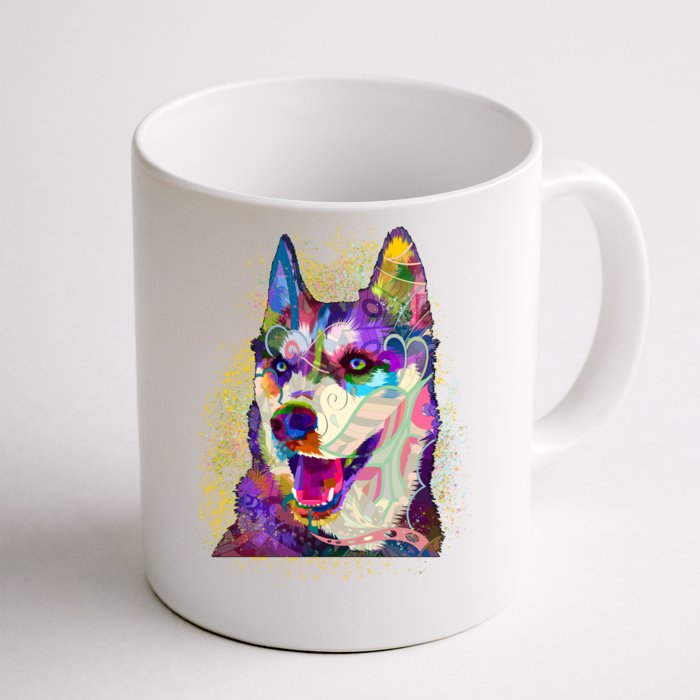 Colorful Siberian Husky Front & Back Coffee Mug