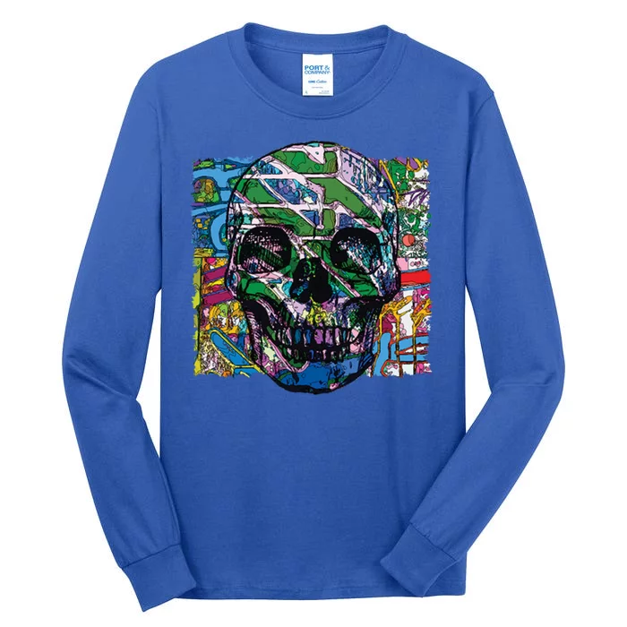 Colorful Skull Face Tall Long Sleeve T-Shirt