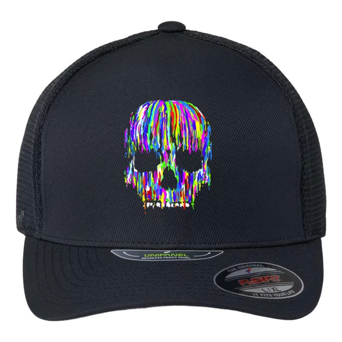 Colorful Skull Head Flexfit Unipanel Trucker Cap