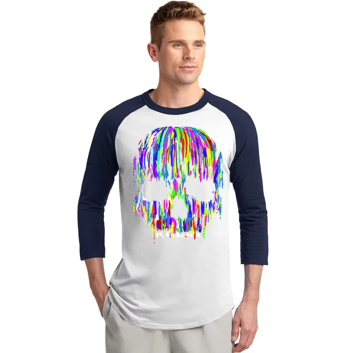 Colorful Skull Head Baseball Sleeve Shirt