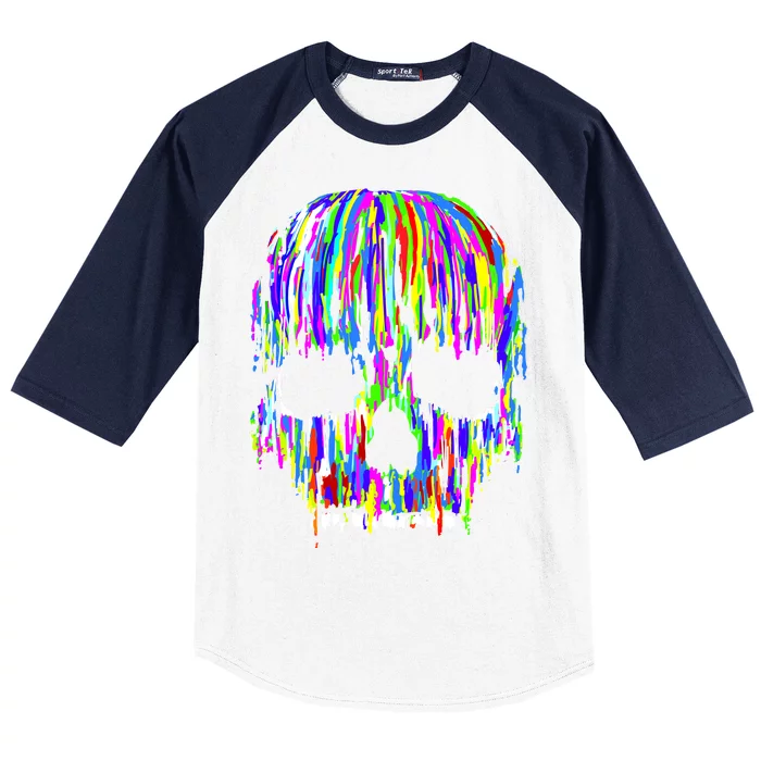 Colorful Skull Head Baseball Sleeve Shirt