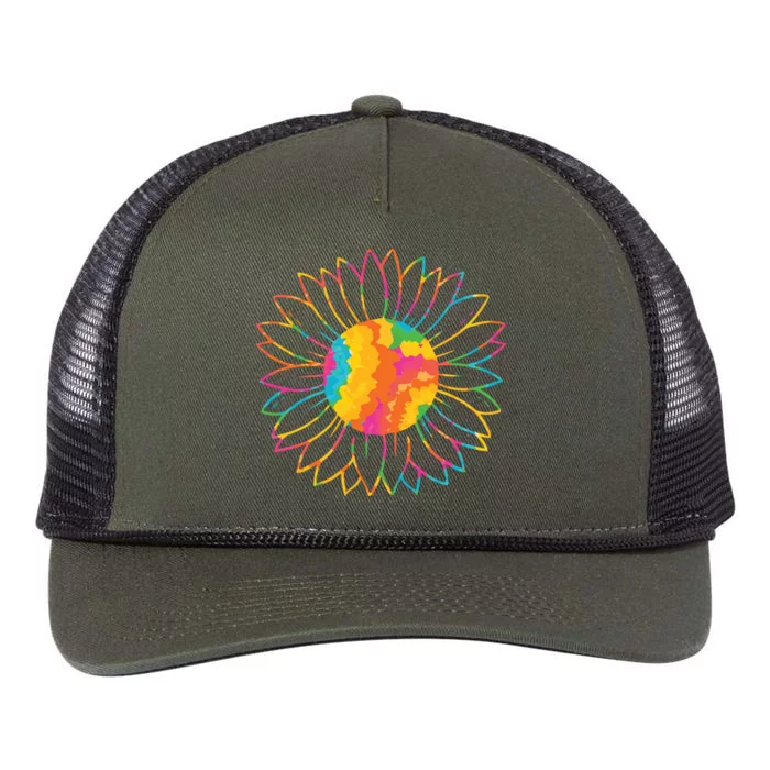 Colorful Sunflower Retro Rope Trucker Hat Cap