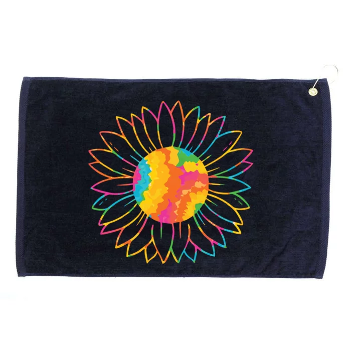 Colorful Sunflower Grommeted Golf Towel