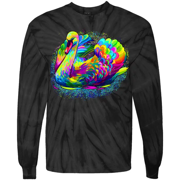 Colorful Swan Tie-Dye Long Sleeve Shirt