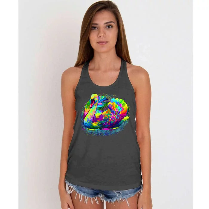 Colorful Swan Women's Knotted Racerback Tank