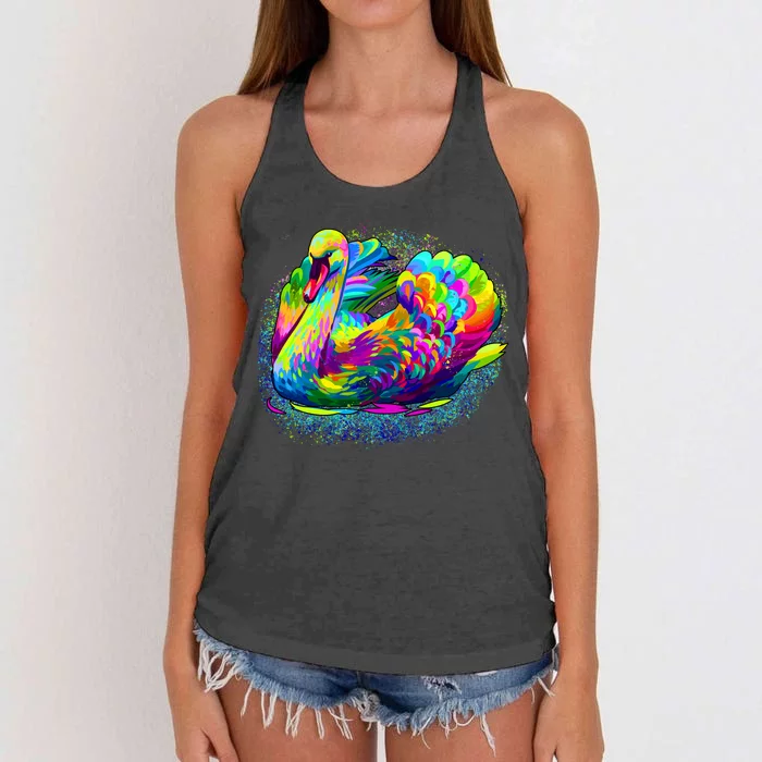 Colorful Swan Women's Knotted Racerback Tank