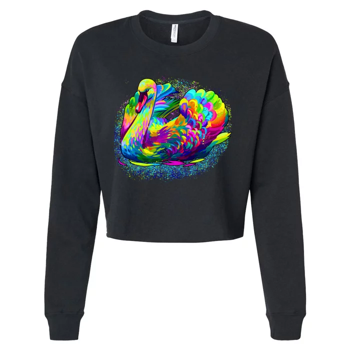 Colorful Swan Cropped Pullover Crew