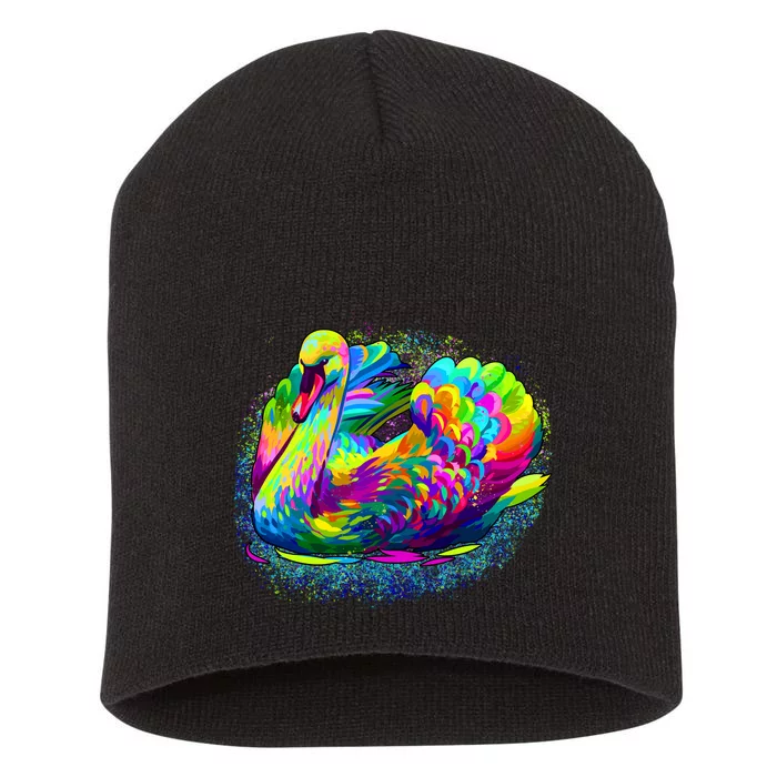 Colorful Swan Short Acrylic Beanie